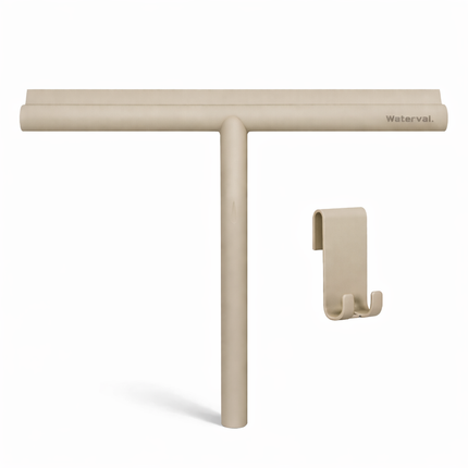 Waterval XL Douchewisser 33 cm – Siliconen Trekker voor Douchewand & Badkamer – Inclusief Ophanghaak – Streeploos – Taupe