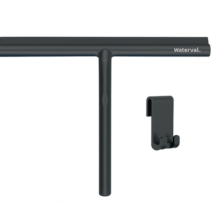 Waterval® XL Douchewisser 33 cm – Siliconen Trekker voor Douchewand & Badkamer – Inclusief Ophanghaak – Streeploos – Zwart