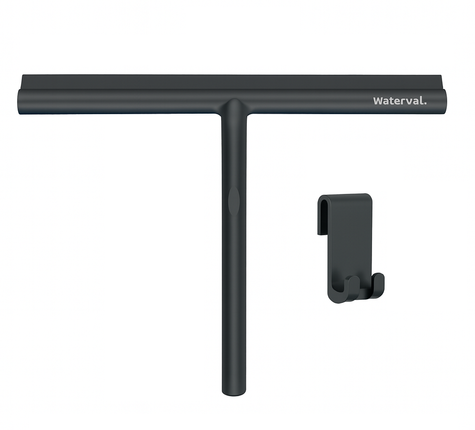 Waterval® XL Douchewisser 33 cm – Siliconen Trekker voor Douchewand & Badkamer – Inclusief Ophanghaak – Streeploos – Zwart