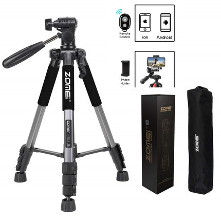 Professioneel Universeel Lichtgewicht DSLR Camerastatief - Voor de Sony / Canon / Nikon Camera – Tripod 140CM -Zilver