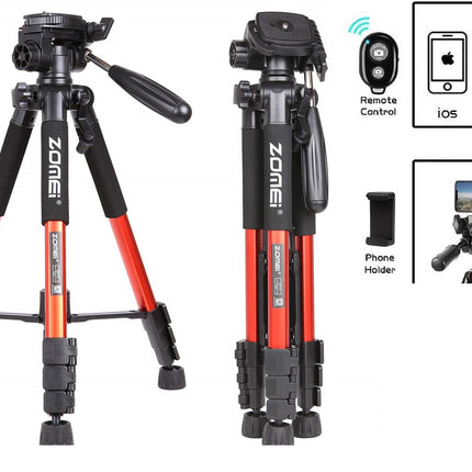 Professioneel Universeel Lichtgewicht DSLR Camerastatief - Voor de Sony / Canon / Nikon Camera – Tripod 140CM - Oranje