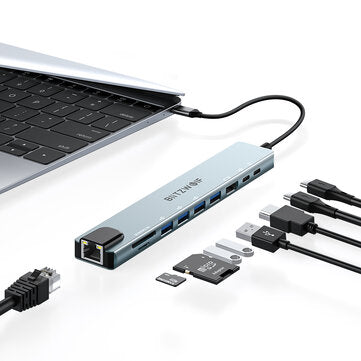 Premium 10-in-1 USB-C Docking Station: 4K HDMI, USB3.0, Ethernet, 100W PD – Voor MacBook, Apple & Huawei Laptops