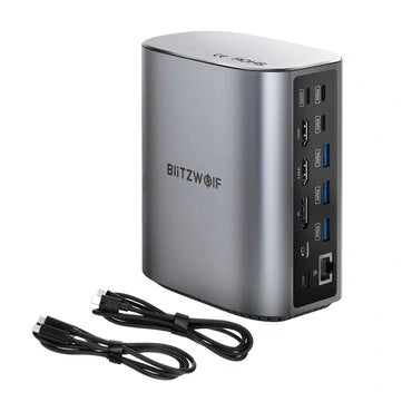 BlitzWolf® BW-TH15 17-in-1 USB-C Docking Station – 4K@60Hz, Triple Display, 10Gbps, RJ45, PD 100W, USB 3.0/3.2