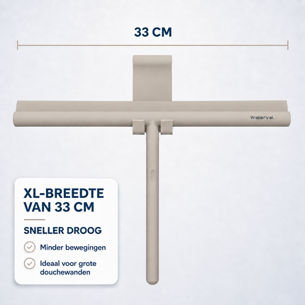 Waterval Douchewisser XL - 33 cm - Siliconen - Taupe - Inclusief Ophanghaak