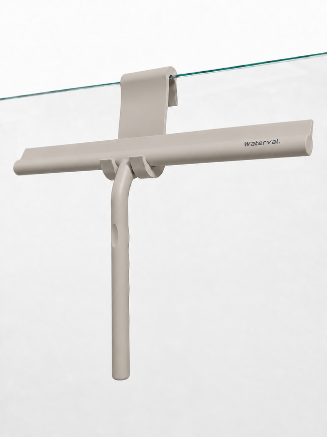 Waterval Douchewisser XL - 33 cm - Siliconen - Taupe - Inclusief Ophanghaak