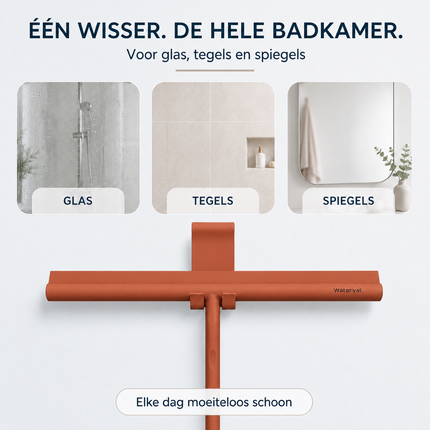 Waterval Douchewisser XL - 33 cm - Siliconen - Terracotta - Inclusief Ophanghaak