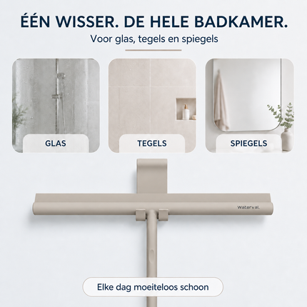 Waterval douchewisser voor glas, tegels en spiegels, met zachte siliconen wisrand en ophanghaak