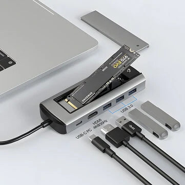 BlitzWolf® BW-Neo TH13 6-in-1 Docking Station – M.2 SATA SSD, 3× USB 3.0, PD100W, 4K@30Hz, voor Laptop & Meer