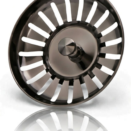 Waterval Korfplugset 114 mm – Zonder Overloop – RVS 304 – G1½ – Universele Gootsteenplug set – Gunmetal Grey