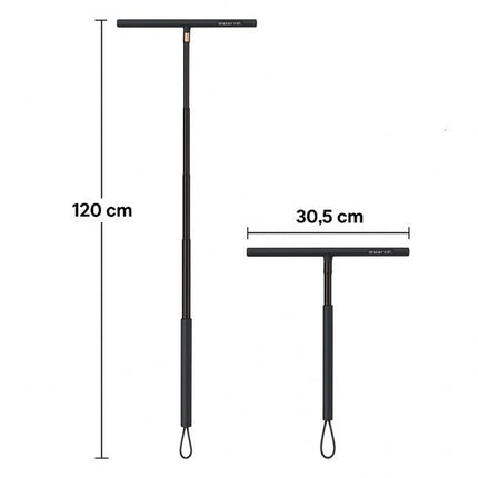 Waterval telescopische douchewisser zwart met accessoires