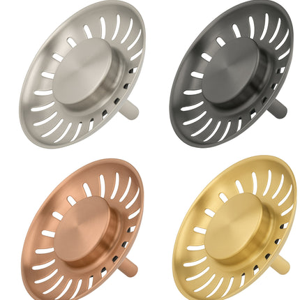 Waterval Premium Korfplug 84mm – RVS 304 – Brushed Afwerking – Inclusief 3 Verwisselbare Pinnen – Universele Afvoerplug – Gold / Goud