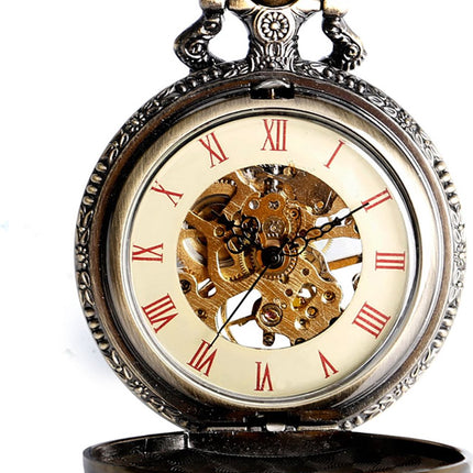 GWS Zakhorloge Deluxe Mechanisch Skeleton Brons – Met ketting - Mechanisch Astronomisch uurwerk Praag - zakhorloge met handmatige opwinding image 8