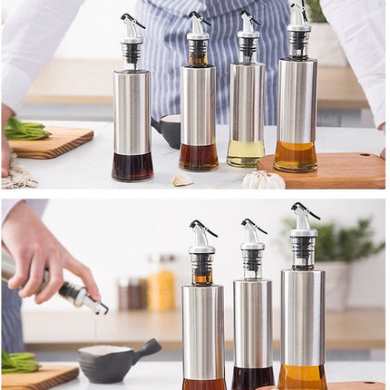 Waterval RVS Olijfoliefles Set Deluxe 500ML - Olieflessen met Schenktuit – 3 Olijfolie flessen - Olie fles glas - Cadeautip image 5