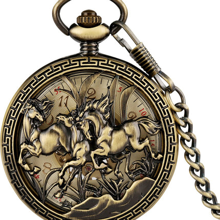 GWS Zakhorloge Paarden Mechanisch Vintage – Met ketting - Mechanisch Zakhorloge met handmatige opwinding image 6
