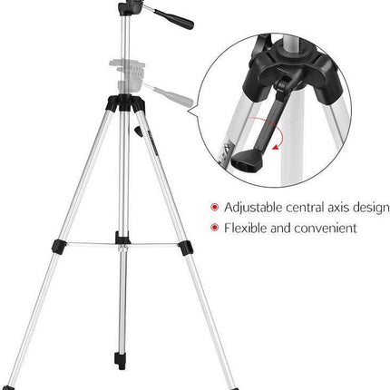 GWS Tripod Statief Aluminium - Universeel Camera en Telefoon Statief - Incl. Smartphone Houders - 134CM Zilvergrijs image 13