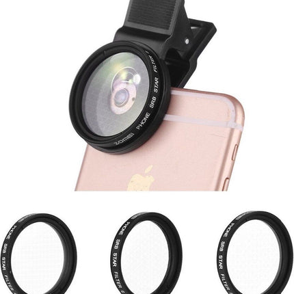 Zomei Ster Filter Lens Telefoon set – Opzetlens Ster Filter Telefoon Camera Filter Star Lens voor iPhone Samsung - 37mm 4 stralen