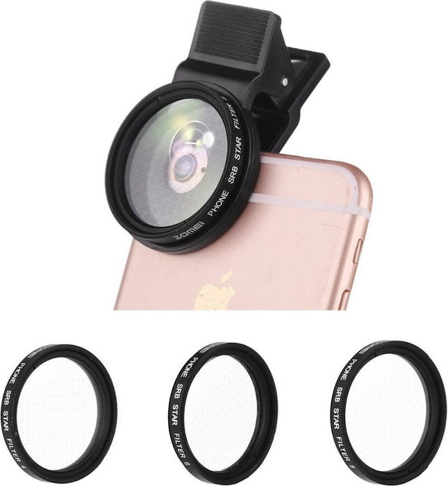 Zomei Ster Filter Lens Telefoon set – Opzetlens Ster Filter Telefoon Camera Filter Star Lens voor iPhone Samsung - 37mm 4 stralen