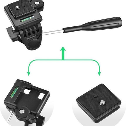 GWS Tripod Statief Aluminium - Universeel Camera en Telefoon Statief - Incl. Smartphone Houders - 134CM Zilvergrijs image 15