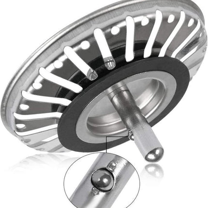 Voordeel Set Waterval RVS Gootsteen Afvoer Plug Keuken - Spoelbak zeef - Afvoerstopper - Korfplug - Gootsteen zeef 84mm - 2 stuks image 3