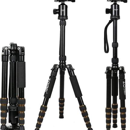 Zomei Z669 Professioneel Lichtgewicht DSLR Camerastatief - Universeel Fotostatief voor Fotografie – Aluminium Tripod Monopod - Zwart 152CM