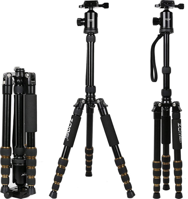 Zomei Z669 Professioneel Lichtgewicht DSLR Camerastatief - Universeel Fotostatief voor Fotografie – Aluminium Tripod Monopod - Zwart 152CM