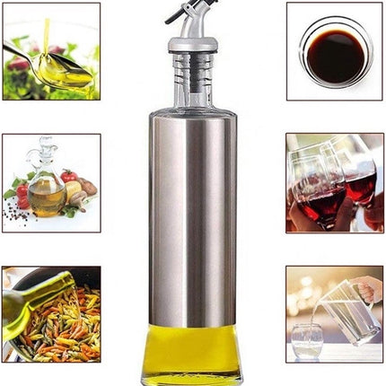 Waterval RVS Olijfoliefles Set Deluxe 500ML - Olieflessen met Schenktuit – 3 Olijfolie flessen - Olie fles glas - Cadeautip image 9