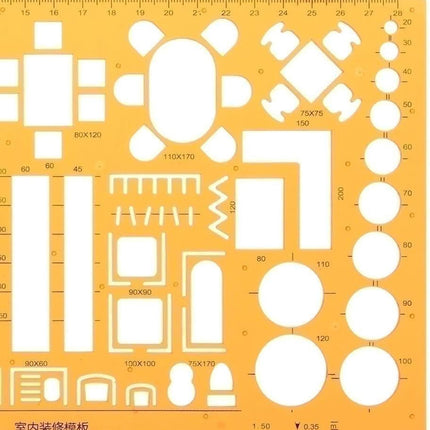 Interieurontwerp Woninginrichting Architectuur 1:50 Tekenhulpmiddel - Renovatie soft plastic – Plastic liniaal template architect image 3