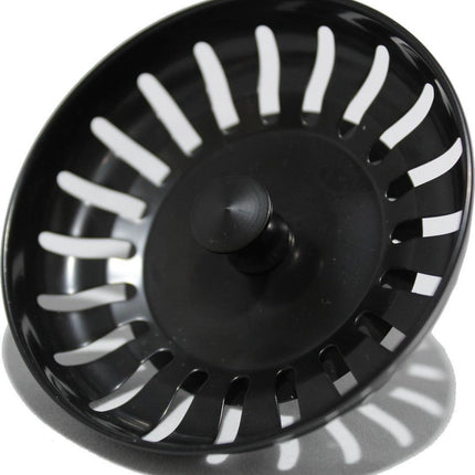 RVS Gootsteen Afvoer Plug Keuken - Geen Verstopping – Spoelbak zeef - Afvoerstopper - Korfplug – Gootsteen zeef - 79mm ZWART