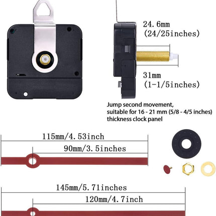 Quartz uurwerk - Nieuw Los Uurwerk Kopen en Vervangen - GWS HR 1688-31mm Klokwerk met wijzers Rood image 7