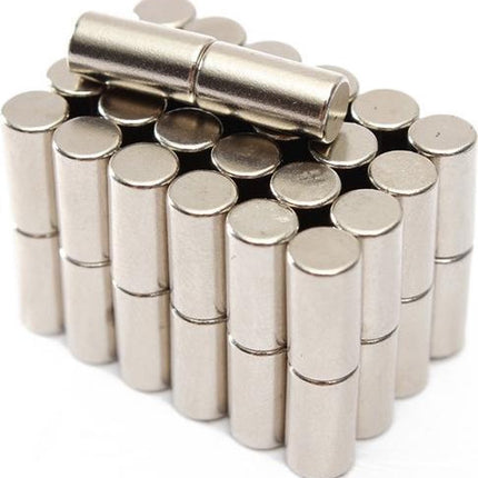 Super Sterke Cilinder Magneten - 5 stuks - Magneten in cylindervorm - 5 x 10 MM - Neodymium Magneten - Zeer sterke, hoogglanzende, zilverkleurige, vernikkelde Neodymium magneten voor gebruik op wanden met magneetverf, magneetbehang, whiteboard, glas image 2