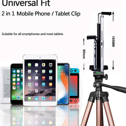 Camerastatief Tablet Smartphone Tripod - Statief Deluxe Brons 125CM - Statief voor Smartphone Tablet DSLR Camera image 4