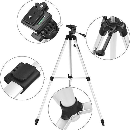 GWS Tripod Statief Aluminium - Universeel Camera en Telefoon Statief - Incl. Smartphone Houders - 134CM Zilvergrijs image 16