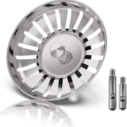 RVS Korfplug Afvoerplug Keuken - Geen Verstopping – Spoelbak zeef - Afvoerstopper - Korfplug – Gootsteenzeef - 80 mm