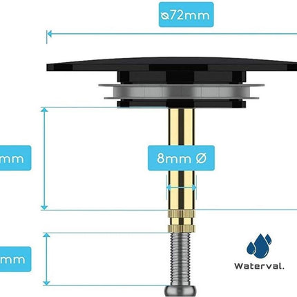 RVS Badkuip Afvoerplug badkamer - Badkuipstop met dubbele afdichting – verstelbare Badplug universele Afvoerplug voor uw badkuip - 72 mm Zwart image 9