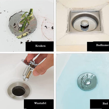 Waterval Gootsteenstop pop-up Universeel – Plugstop opzetwastafels badkuipstopper - afvoerplug voor wastafel en bidet - RVS 62mm image 8