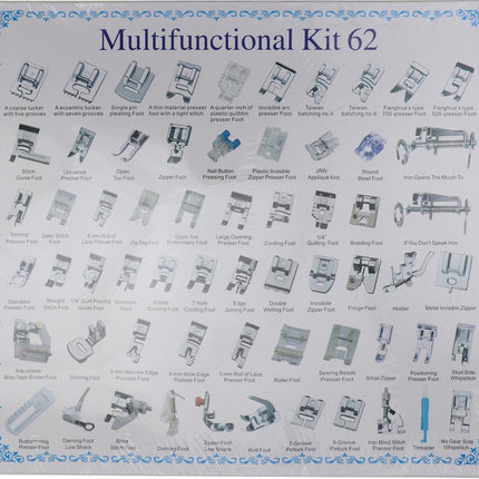 Universele Naaivoetjes set – Naaimachine Naaivoet Set voor Brother Singer Janome Tools – 62-delig image 2