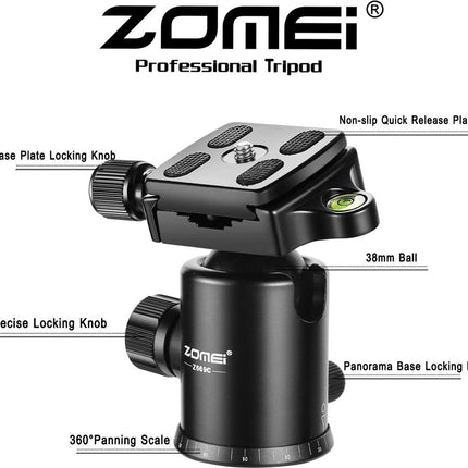 Zomei Z669 Professioneel Lichtgewicht DSLR Camerastatief - Universeel Fotostatief voor Fotografie – Aluminium Tripod Monopod - Zwart 152CM image 11