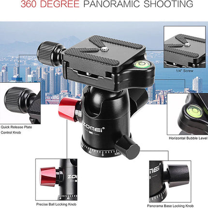 Professioneel Lichtgewicht DSLR Camerastatief - Universeel Fotostatief voor Fotografie – Aluminium Tripod Zwart 161CM image 3