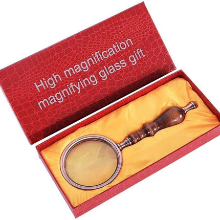 Vergrootglas Antiek 22CM – Houten Handvat – 10x Vergrootglas Handloep Brons en Geschenkdoos image 6