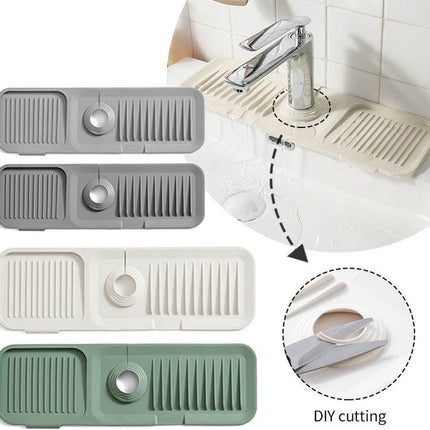 Waterval Siliconen Mat voor Keukenkraan – Anti lek tray Keuken Badkamer - Wastafel Splash Bescherming - Donkergrijs 37cm