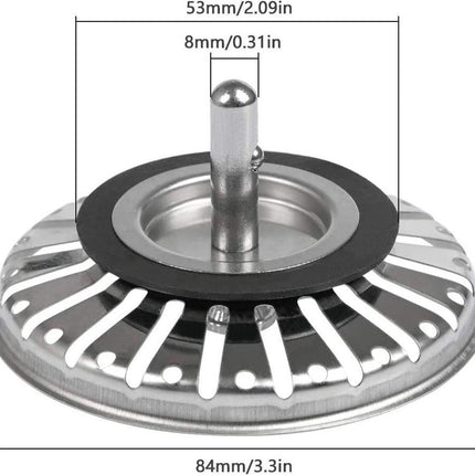 Voordeel Set Waterval RVS Gootsteen Afvoer Plug Keuken - Spoelbak zeef - Afvoerstopper - Korfplug - Gootsteen zeef 84mm - 2 stuks image 10