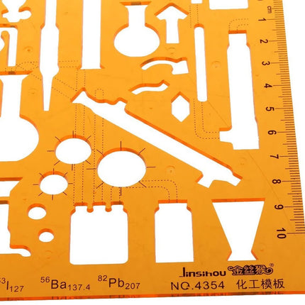 Tekensjabloon Chemische experimenten - Sjabloon Scheikunde soft plastic - Natuurkunde Wetenschappelijk Sjabloon Liniaal image 4