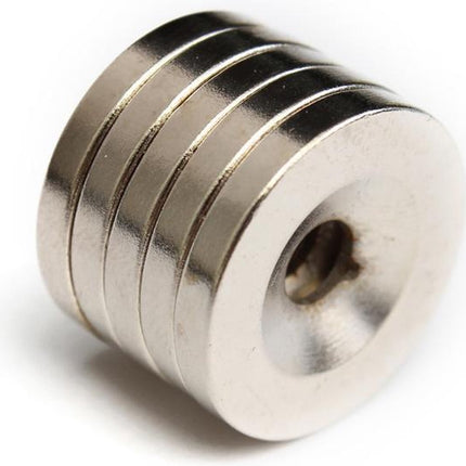 Super sterke Neodymium Magneten - Rond met Gat - N50 20x3mm - 5 Stuks