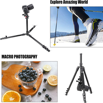 Professioneel Lichtgewicht DSLR Camerastatief - Universeel Fotostatief voor Fotografie – Aluminium Tripod Zwart 161CM image 4