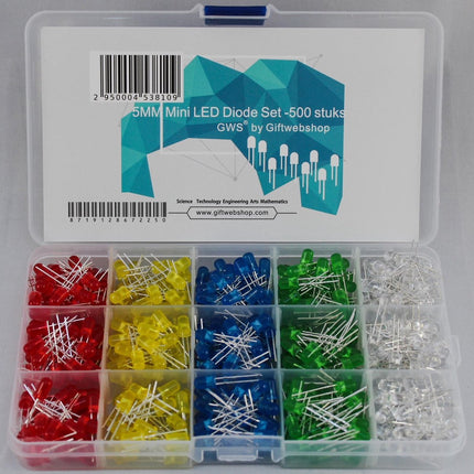 Geschikt voor Arduino Mini LED Diode Set - 500 Stuks 5MM - Plastic case
