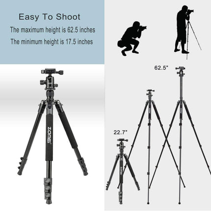 Q555 Professioneel Lichtgewicht DSLR Camerastatief - Universeel Fotostatief voor Fotografie – Aluminium Tripod Zwart 160CM image 3