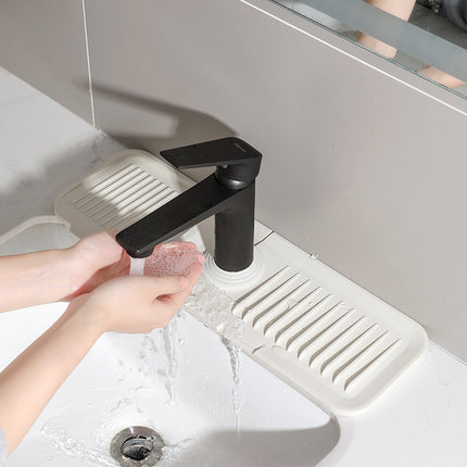 Waterval Siliconen Mat voor Keukenkraan – Anti lek tray Keuken Badkamer - Wastafel Splash Bescherming - Crèmewit 37cm image 5