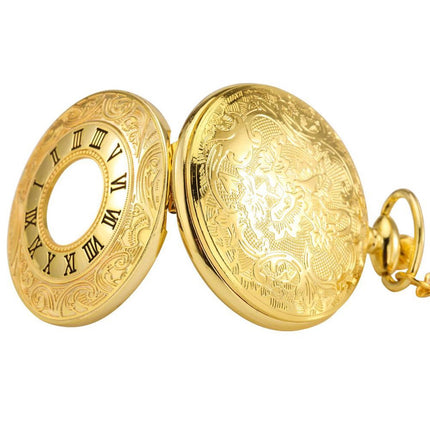 Zakhorloge Deluxe Quartz Goud – Pocket watch Met ketting - Quartz zakhorloge met Romeinse cijfers image 2