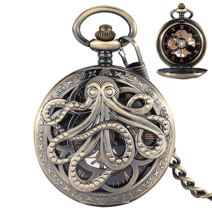 GWS Zakhorloge Octopus Mechanisch Vintage – Met ketting - Mechanisch Zakhorloge met handmatige opwinding