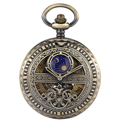 GWS Zakhorloge Blauwe Maan Mechanisch Vintage – Met ketting - Mechanisch Zakhorloge met handmatige opwinding image 4